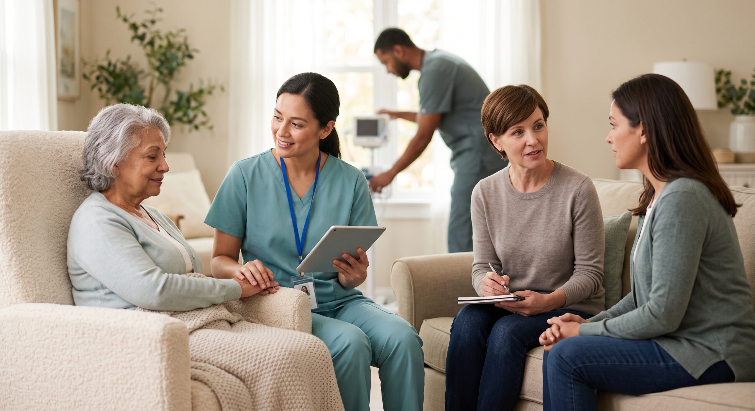 Coordinate: hospice nursing and care team