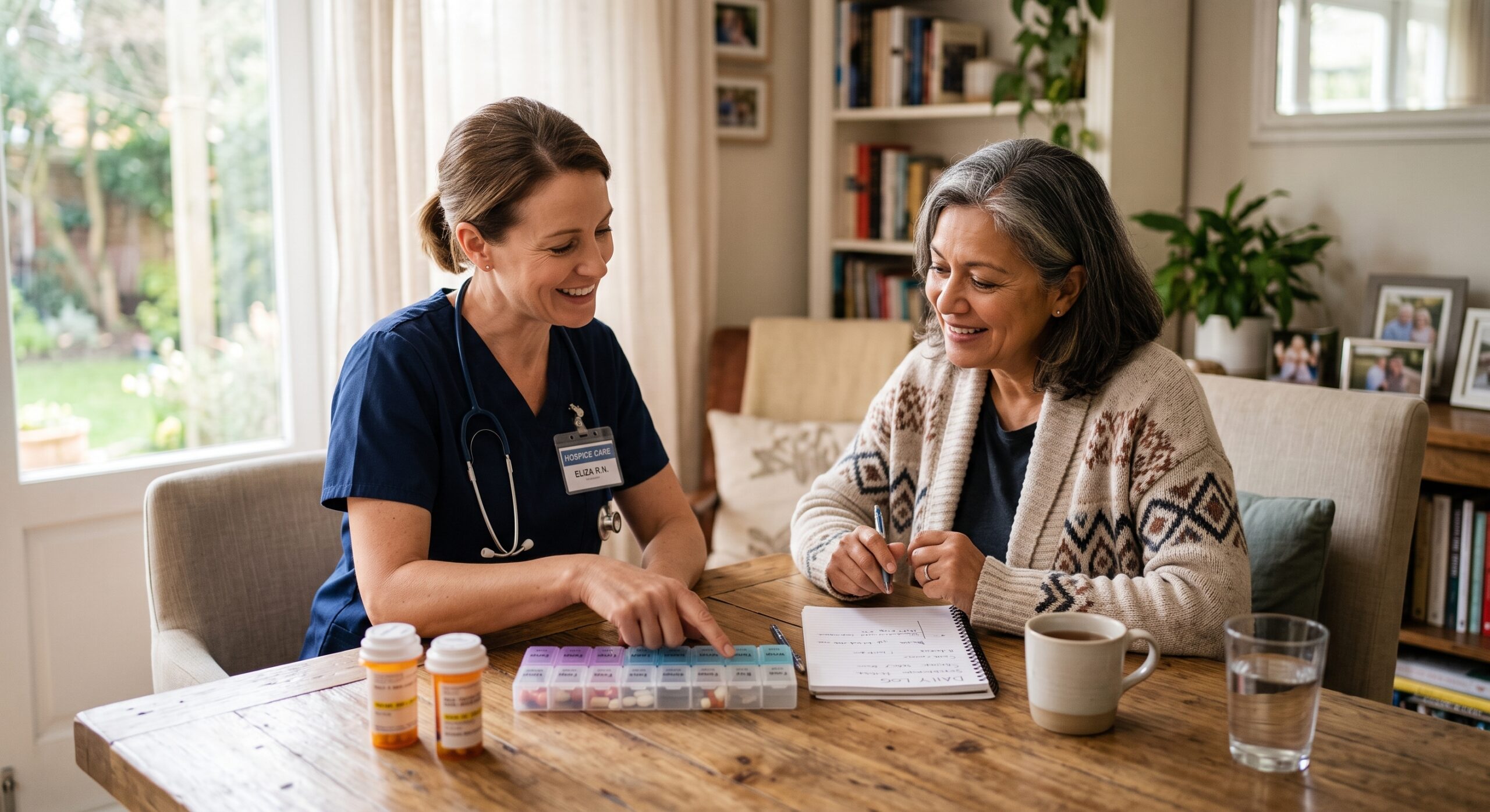 Hospice support for managing changing symptoms
