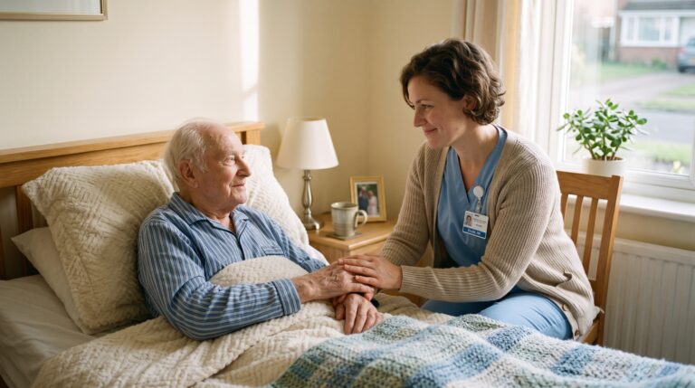 Supportive hands during compassionate hospice care